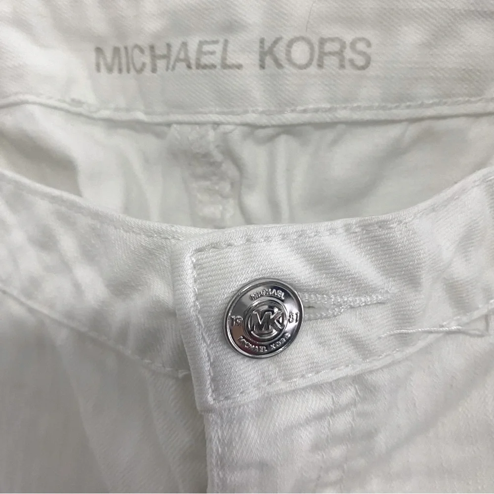 Michael Kors Womens Capri Denim Jeans Size 6 White Cotton/Spandex Summer EUC